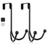 HFHOME 2Packs Over The Door Double Hanger Hooks, Metal Twin