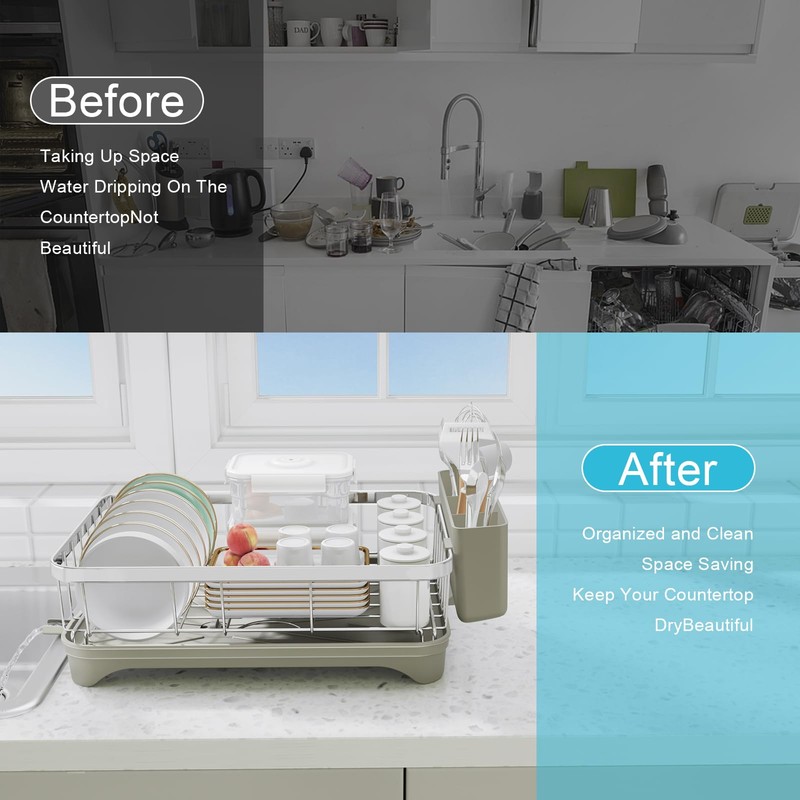HOMEBOSILY Dish Drying Rack - 304 Stainless Steel Dish Rack,