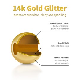JinCraft 200pcs 4mm 14K Gold Plated Smooth Spacer Beads, Seamless Spacer Ball Beads for Necklace, Bracelet, Earring, Jewelry Making, Tarnish Resistant