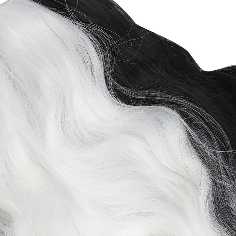 Black and White Short Wavy Wig Women Cosplay Party Shoulder