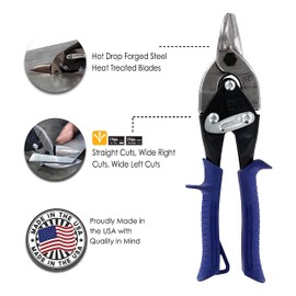 MIDWEST Bulldog Aviation Tin Snip - Straight Cut Regular Tinner Shears, Made in the USA - MWT-6716B