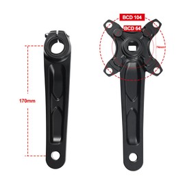 FOMTOR Single Speed Crankset, Bike Crank Arm Set 170mm 104 BCD Road Bike Crankset, Mountain Bike Narrow Wide Tooth Chainring 30T, for MTB BMX Mountain Road Bicyle, Black