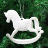 3 Pack of Glitter Rocking Horse Christmas Tree Hanging Pendant Decorations (1, White)