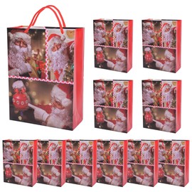 xialgshe Small 10 Pack Christmas Gift Bags with Handles,Reusable Christmas Tote Bags,Non-Woven Christmas Bags for New Year’s Shopping,Multifunctional Gift Bags, 6 * 9 * 3