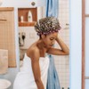 Reusable Waterproof Shower Cap - Double Thick, Leopard Red Border