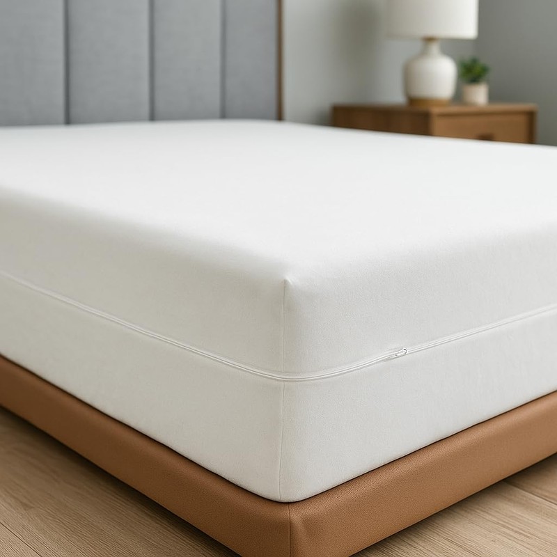 Cotton Mattress Cover Full Encasement with Zipper Terry Top -