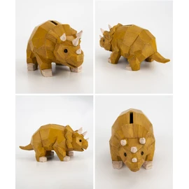 Animal Dinosaur Triceratops Wood Grain Polyresin Suora Money Box