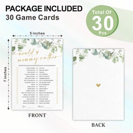Would Mommy Rather Baby Shower Game Cards - Golden Greenery - 30 Double-Sided Fill In Style Game Cards For Gender Reveal, Baby Announcement, Party Games & Activity - D06