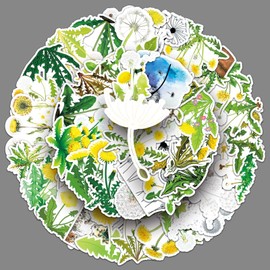 Dandelion Stickers 50Pcs Waterproof Trendy Aesthetic Plant Sticker for Laptop Water Bottle Skateboard Scrapbook Cars Luggage Bicycle Bumper Guitar Computer,Cute Waterproof Flower Sticker for Adults