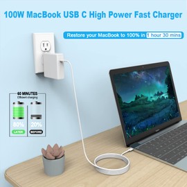 Replacement MacBook Air Charger for MacBook Pro Charger 100W USB C Power Adapter for Mac Book Pro 2022 2021 2020 2019 2018 16 15 14 13 Inch Fast Charging, and All Type C Devices Laptops