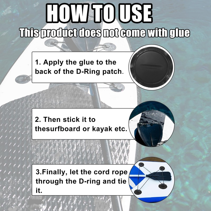 X AUTOHAUX 8pcs 8cm Black D Ring Patch Pad PVC