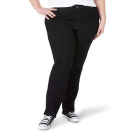 Lee Women's Size Relaxed Fit Straight Leg Jean, Black Onyx, 18 Plus Long