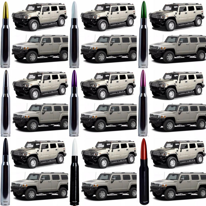 VMS RACING Chrome with Black Tip Bullet Antenna for Hummer