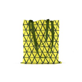 Le Jardin du Lin Printed Shopping Bag with Green Long Handles, Reusable Bag, Foldable, Fabric Bag, Size: 34 x 40 cm