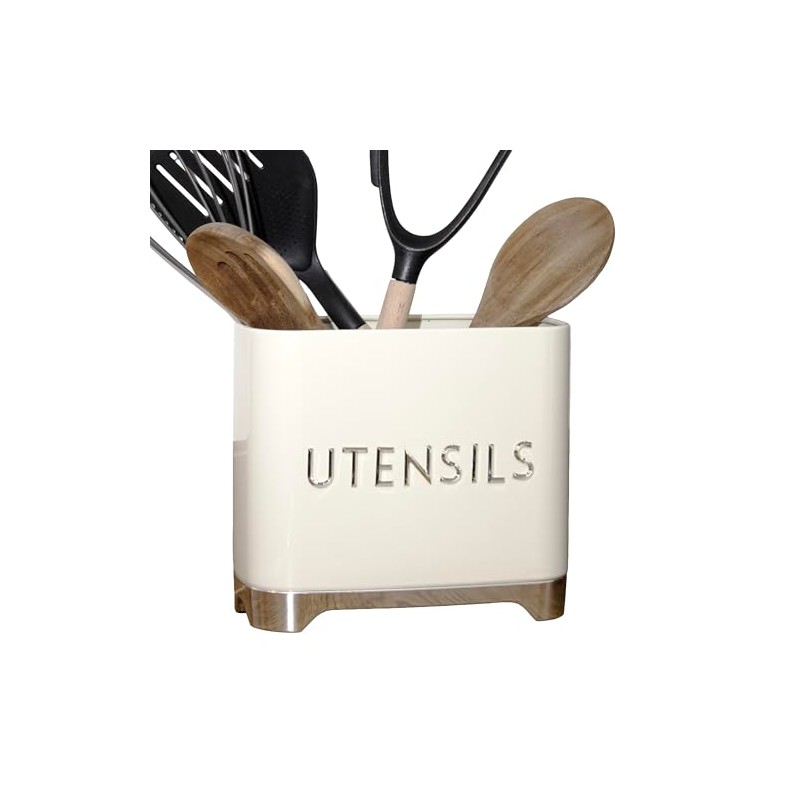 Darthome Vanilla Cream Kitchen Utensils Pot 20x17.5x10cm Glossy Metal Cutlery