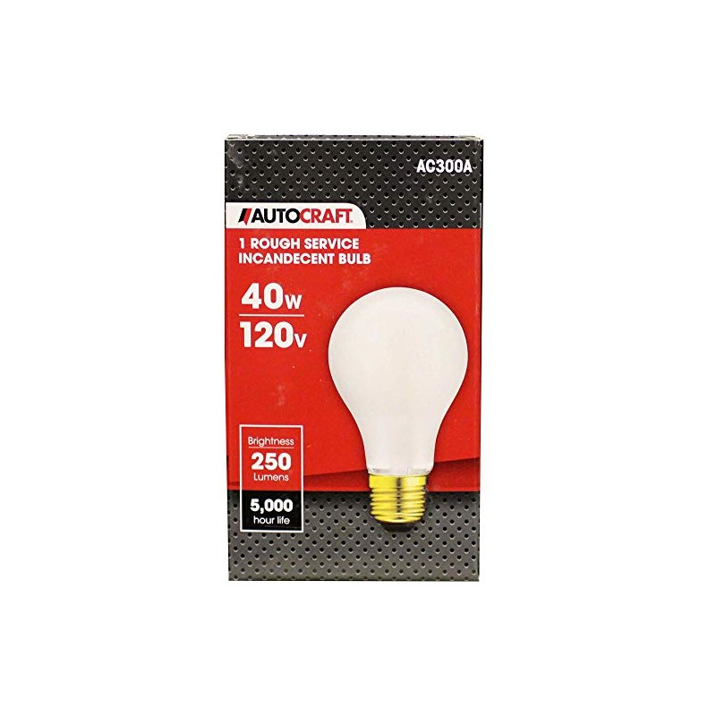 AutoCraft Silicone Coated Vibration Resistant Rough Service Shop Light Bulb,