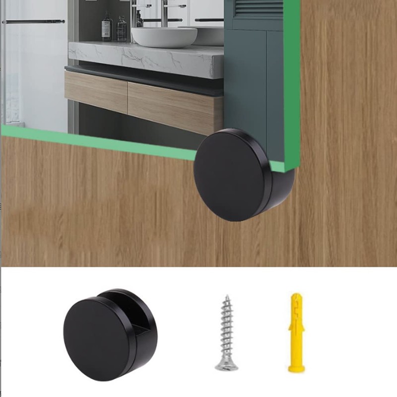 LB-LAIBA Glass Clips Clamps Holder, Round Shape Wall-Mounted Mirrors Bracket,