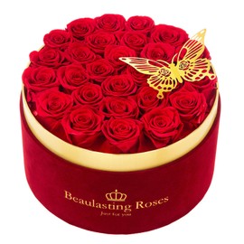 Beaulasting 27-Piece Forever Flowers Roses in a Box Preserved Roses for Her Mother's Day Birthday Flowers for Her Mom Women Wife Valentine's Day (Red)