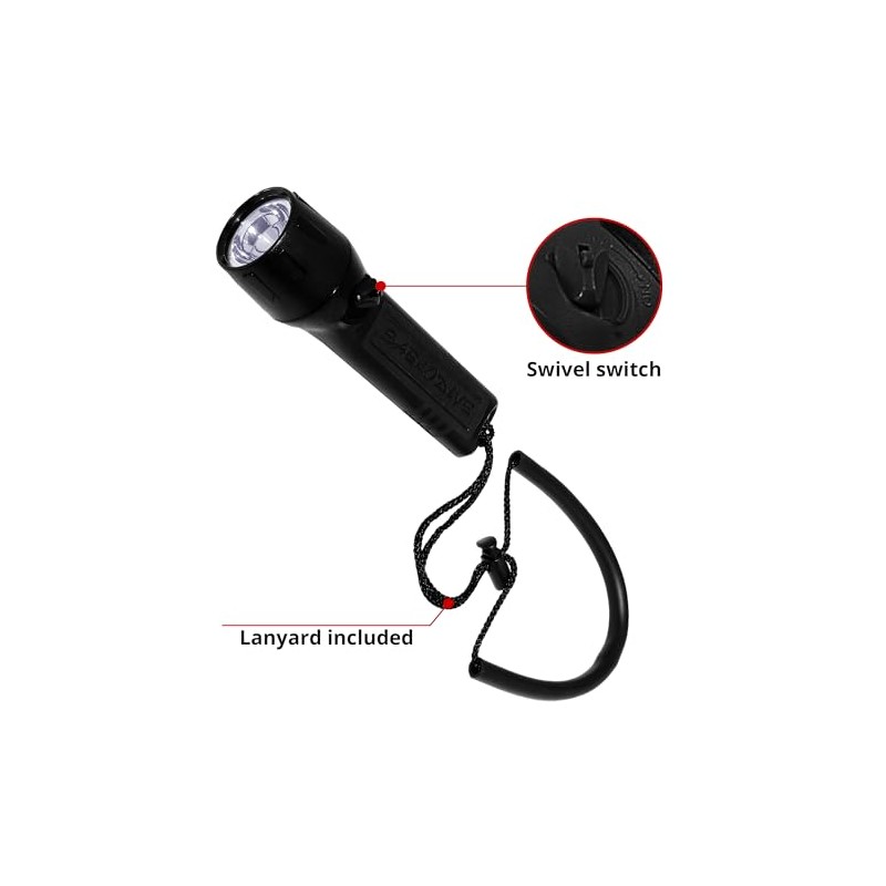 Saekodive Classic LED Dive Light - 500 Lumens Underwater Flashlight