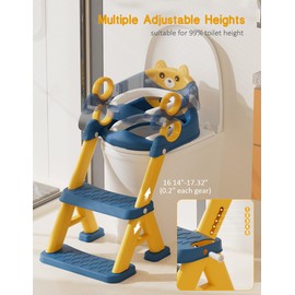 Potty Training Seat, Toddler Toilet Seat With Steps, 2 In 1 Toddler Potty Training Toilet With Splash Guard, Anti-Slip Step Stool Soft Mat, Adjust High Potty Seats For Toddlers Kids Boys Girls