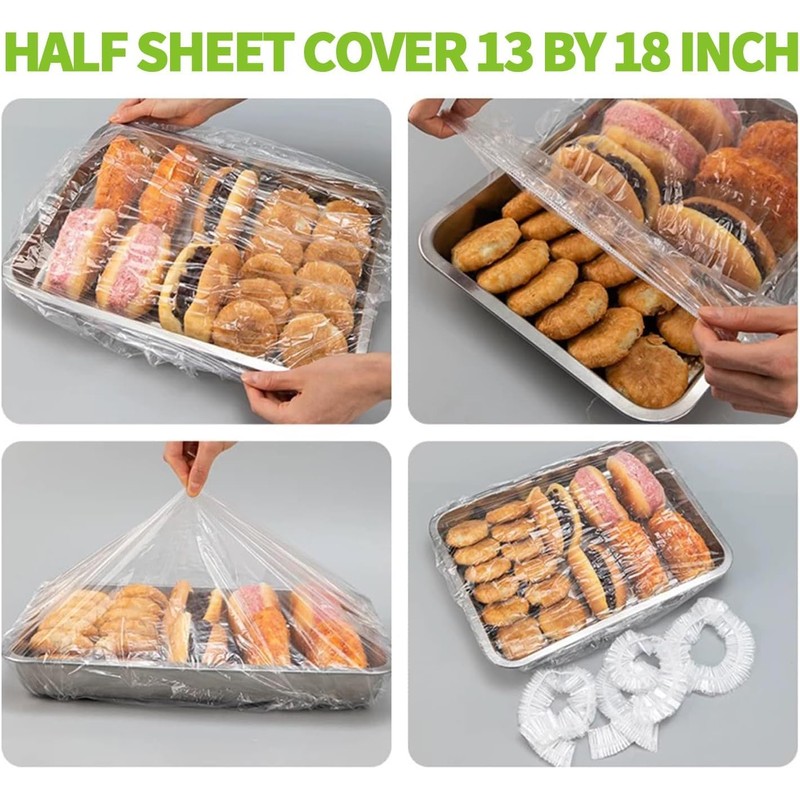 50 Pcs Half Sheet Cover 13 by 18 Inch,Elastic plastic