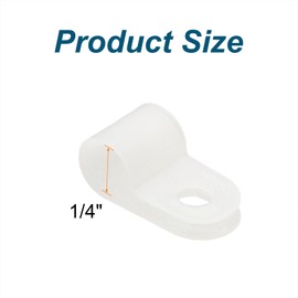 sourcing map 50pcs Cable Clamps 1/4 Inch R-Type Nylon Cable Clip Wire Clamp Rope Light Mounting Cord Fastener Clips with Screws for Wire Management, White