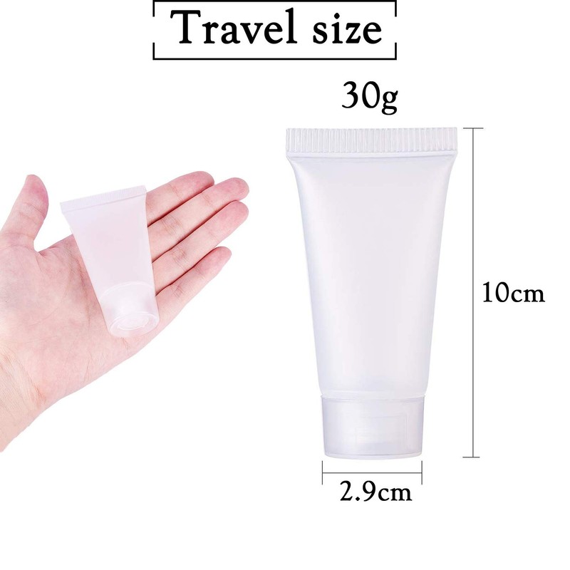 Alledomain 6Pcs 30g/30ml Empty Squeezable Soft Plastic Tubes Refillable Cosmetic