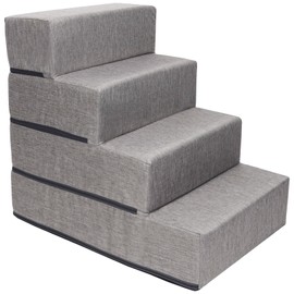 4-Tier Pet Foam Stairs for Tall Beds and Couches, for Small to Medium Pets, Gray