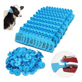 100 Etiquetas Para Orejas Para Ganado Cerdo Cabra Aretes Cgq Azul 001-100