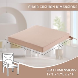 LYLNBYWK Patio Chair Cushions Set of 4, Outdoor Seat Cushions for Patio Furniture 17 x 17 Inch, Indoor Square Corner Dining Chair Pads Set with Ties and Inner Dust Cover, (Beige)