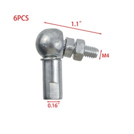 Woogim 6PCS M4×0.8 Carbon Steel Angle Ball Joint Rod End Bearing Ball Socket Universal Joints Left Hand Self Lubricating Rod End Bearing