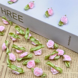 Mini Satin Ribbon Roses 100pcs 15mm Mini Roses for DIY Crafts, Wedding Garland, Graduation Cap, Cake Topper & Home Decoration