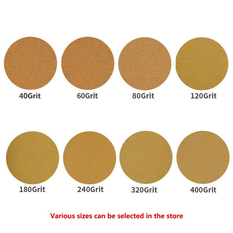 WINGONEER 50PCS Yellow Sanding Disc Pads, 5" 8 Hole Loop