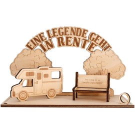 Funny Retirement Gift, Retiree Gift Man Woman, Wooden Gift for Retired Workers, Decorative Gift with Motorhome, Tree of Life and Retirement Bank.
