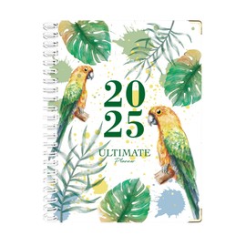 2025 Planner - A4 Weekly and Monthly Planner to Achieve Goals 8.5" x 11", Spiral Bound, Monthly Lables, Ideal for School Office Supplies, Parrots