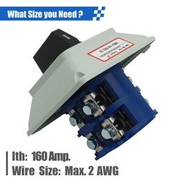 KEYMOO 160A 660V Rotary Change-Over Switch with Box, 2-Way 2NO 2NC 3 Position 2 Phase 8 Terminals, Universal Selector Switch for Large Motor Equipment
