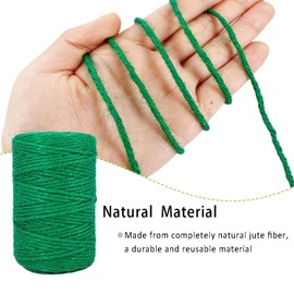 328ft Green Jute Twine Rope for Crafts, Gardening & Decor - Durable Colored Cord for Gift Wrapping, Packing & Wedding DIY - Natural Fiber Material