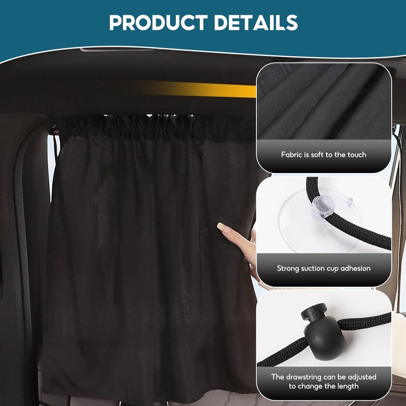 Car Divider Privacy Curtains, 6 Pcs Universal Car Seat Partition
