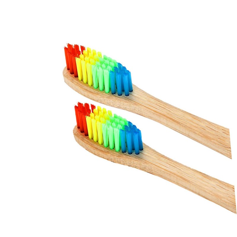LALAFINA Bamboo Toothbrushes 4pcs Set Adults Gentle Bristles Ergonomic Handle