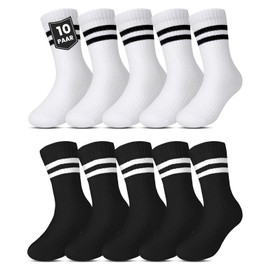 Kyopp Calzini per bambini ragazzi e ragazze, calzini alla caviglia, traspiranti, sneaker, a righe, crew socks, 33-37