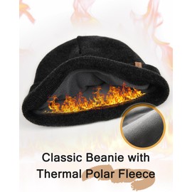 FURTALK Beanie Hats for Women Men Fleece Lined Winter Hats Soft Warm Beanie Hat Men Winter Hats for Women Black Grey