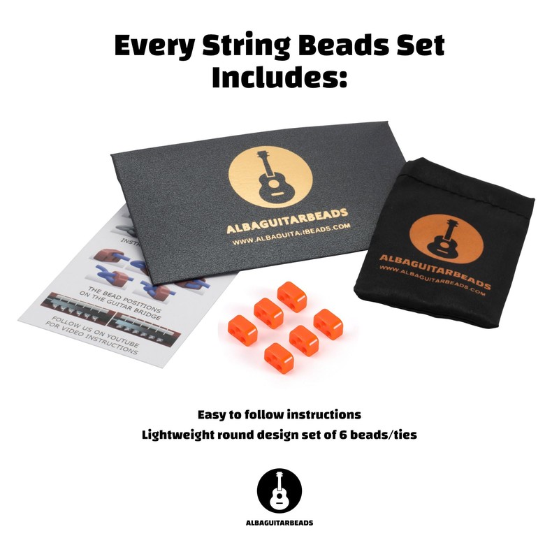 Classical Flamenco Acoustic Guitar Beads in Gloss Orange for Nylon