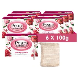 Pears Naturale Pomegranate Soap Bars 100g 6 Pack + 1x Soap Bag