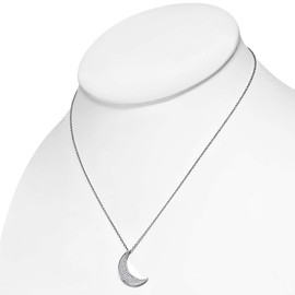 My Daily Styles 925 Sterling Silver White CZ Womens Crescent Half-Moon Pendant Necklace