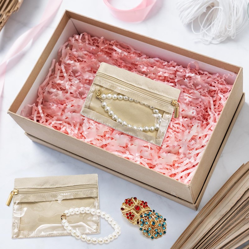 Acshio 50 Pieces Travel Jewelry Bags, Clear Jewelry Pouch Bag