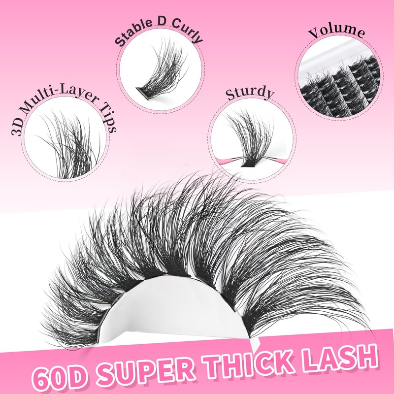 Yaiseiko Lash Clusters 60D Wispy 10-20mm Essential Volume Cluster Eyelash