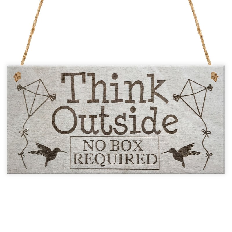 RED OCEAN Think Outside No Box Inspiration Motivation Gift Hanging
