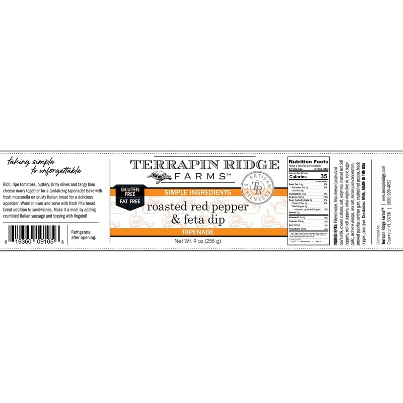 Terrapin Ridge Farms Roasted Red Pepper and Feta Dip –