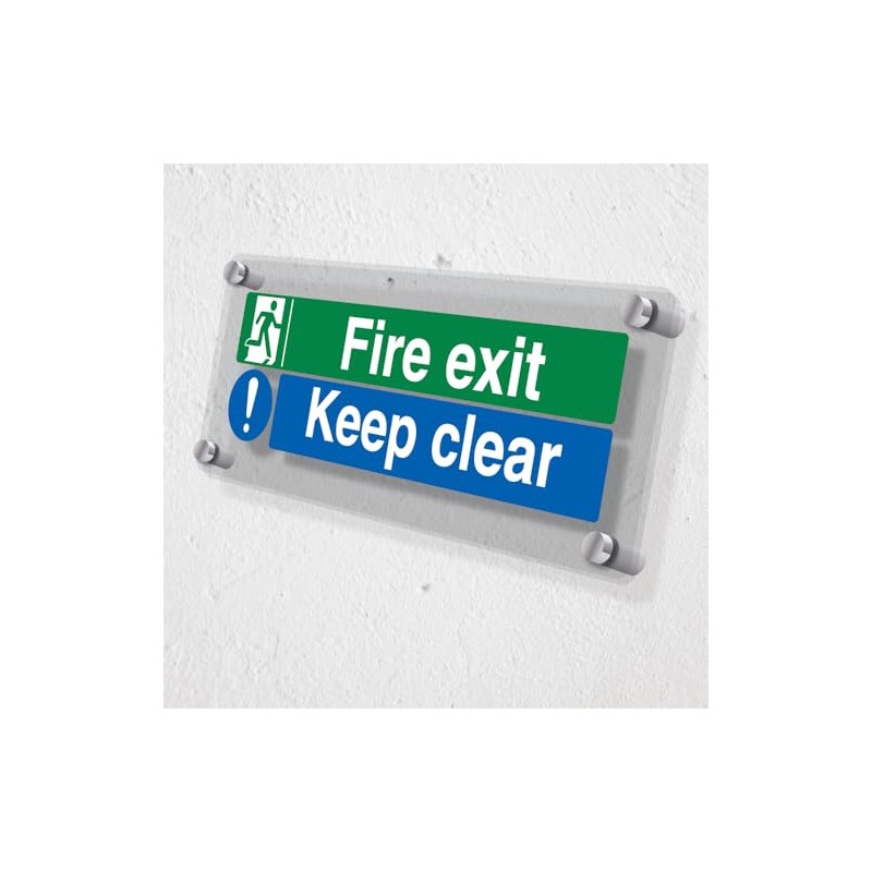 V Safety Fire Exit/Keep Clear - 300 x 100 mm
