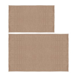 Mosobam Luxury Turkish 2pc Bath Mat Bundle XL and Regular Sizes Light Taupe 1000 GSM Bamboo Viscose & Aegean Turkish Combed Cotton